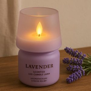 _dfa62a02-afff-4ae0-b1ab-b59168633bf0 Scented LED Candle Lamp - Lavender Fragrance for Aromatherapy & Stress Relief